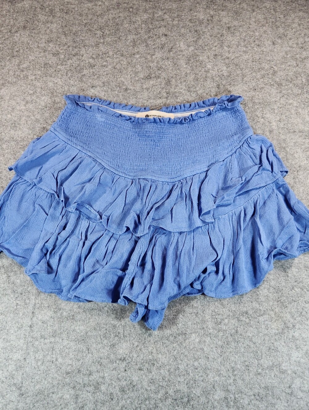 The Impeccable Pig Periwinkle Blue Ruffled Smocked Skort Medium